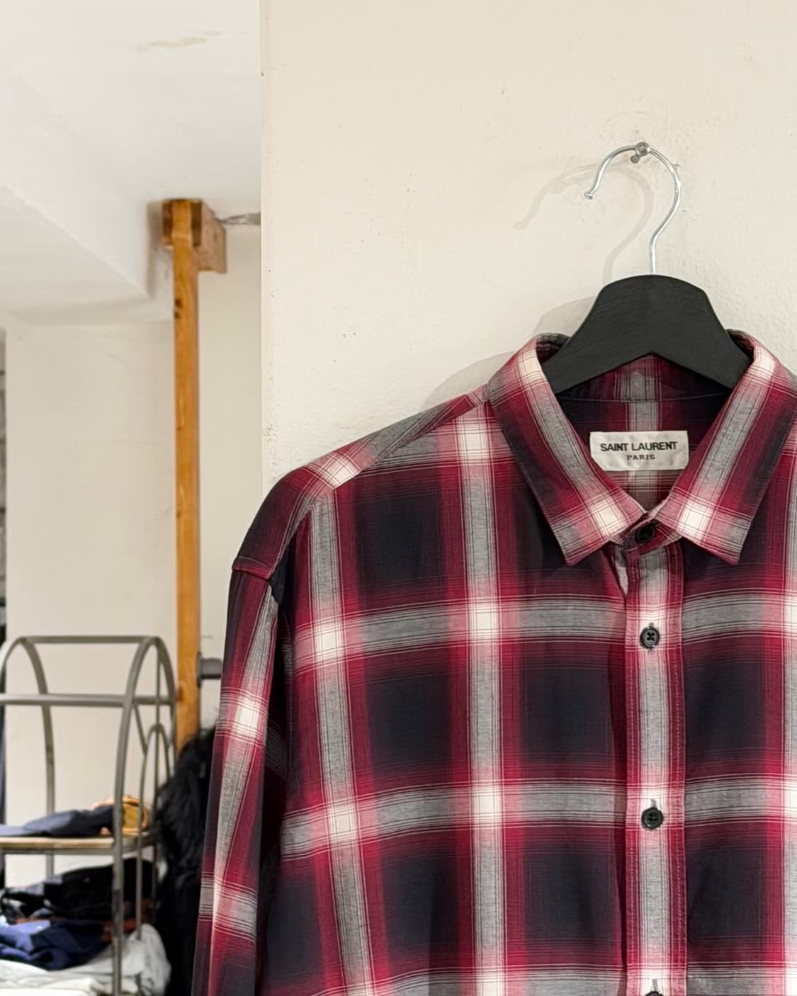 생로랑 레드 블랙 타탄 체크 셔츠  상품이미지2