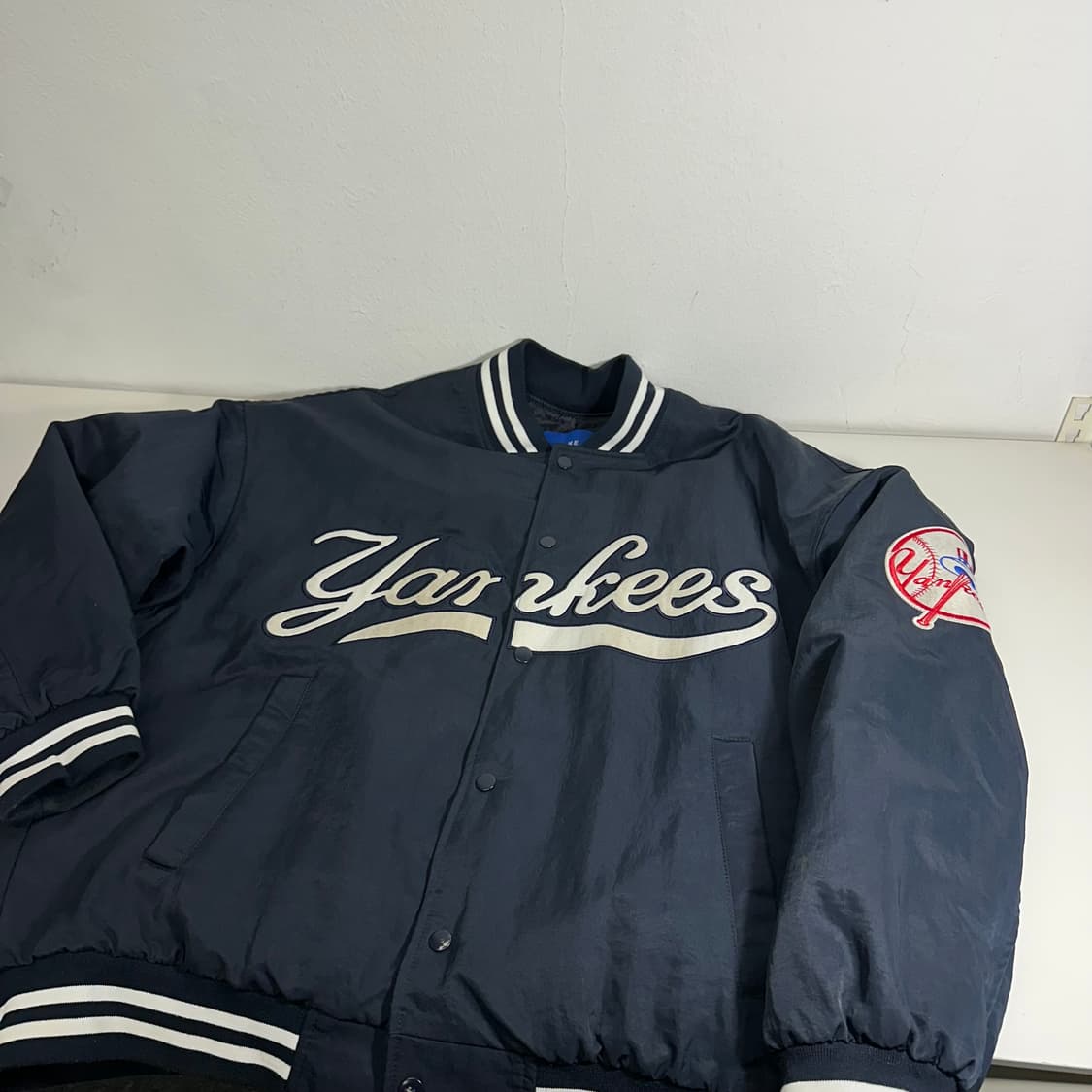 FREE VTG 다크네이비 MLB 뉴욕양키즈 야구점퍼 바시티자켓 상품이미지2