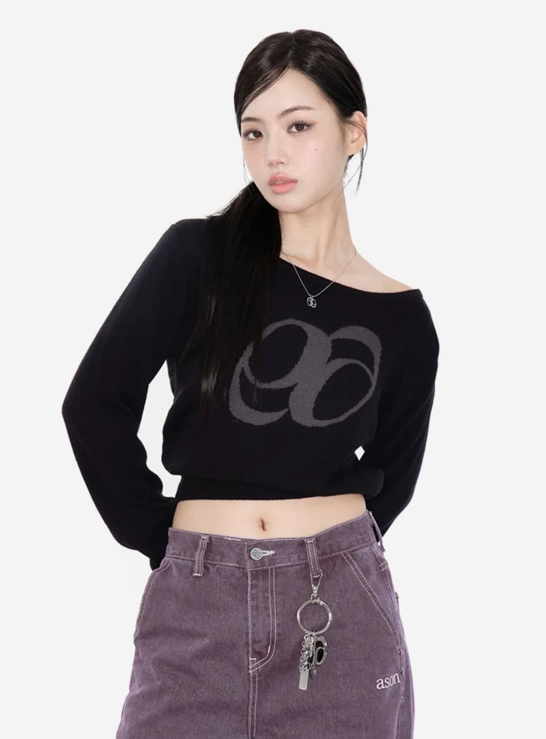 BOAT NECK KNIT / BLACK 상품이미지1