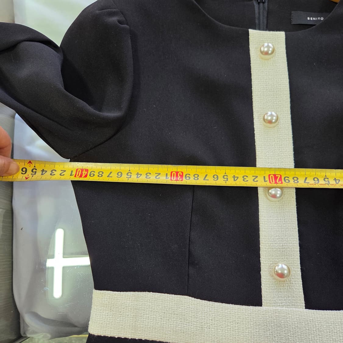 [BENITO] 베니토 배색 진주 버튼 원피스 여성 s 상품이미지7