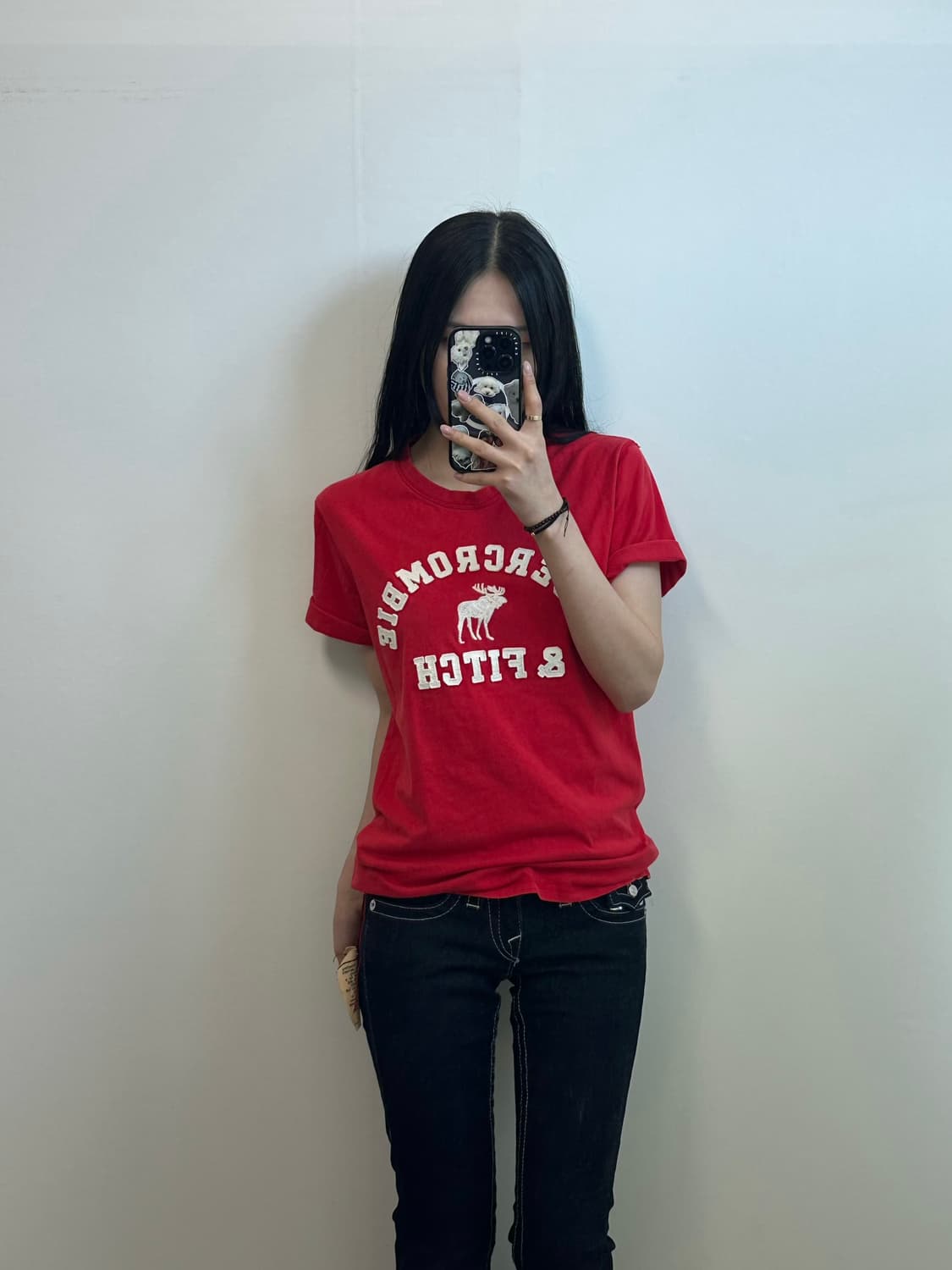 아베크롬비 y2k 와투케 레드 반팔 티셔츠 상품이미지1