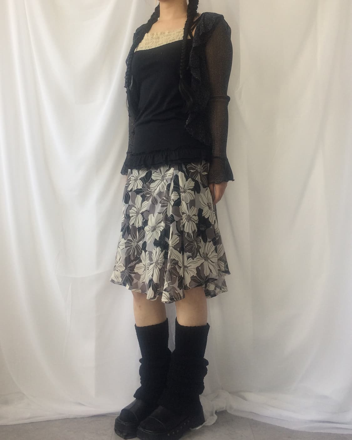 Glitter frill open mesh cardigan 상품이미지7