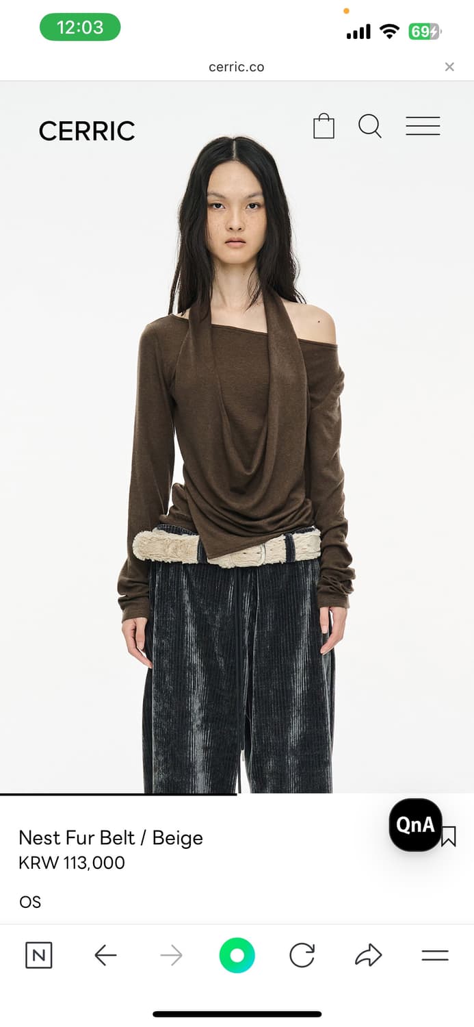 세릭 퍼 벨트 Nest Fur Belt / Beige 상품이미지2