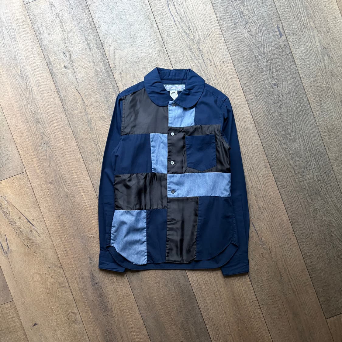 Patchwork Round Collar Blouse 상품이미지1