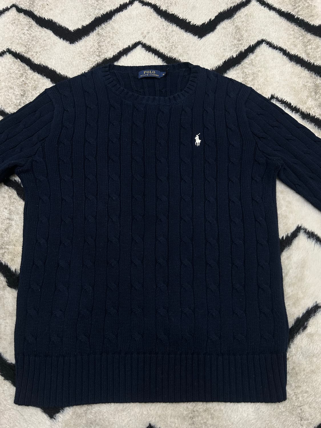 [M]폴로랄프로렌 라운드 꽈배기 니트/네이비 상품이미지2