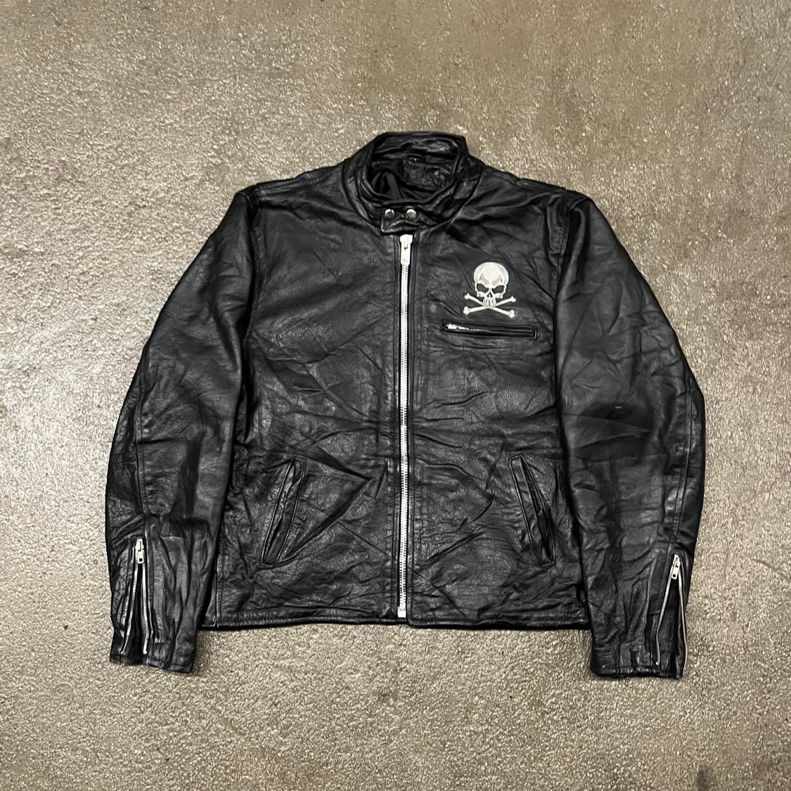90s 핫레더 스컬 싱글 라이더 자켓 (105) 상품이미지4