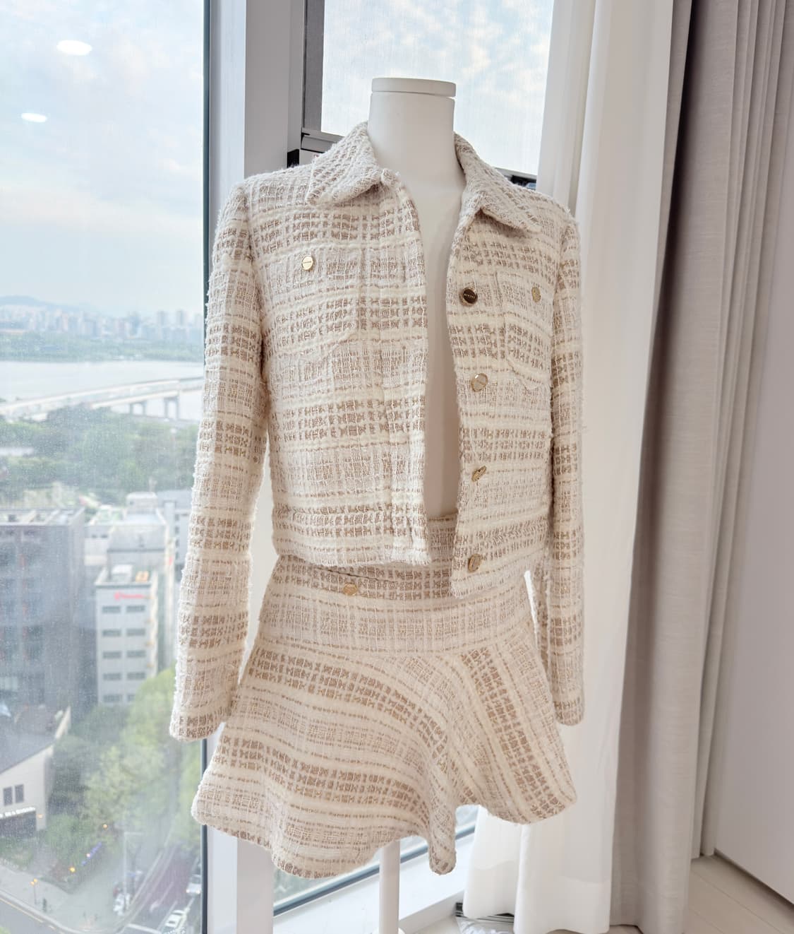 산드로 골드 트위드 셋업 투피스 상품이미지3