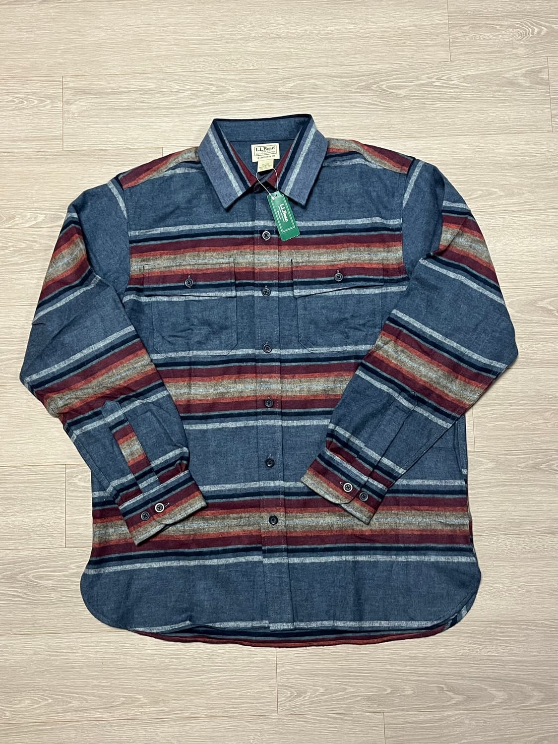 (새생품) L.L.Bean 엘엘빈 스트라이프 샤모아 셔츠 남방 상품이미지1