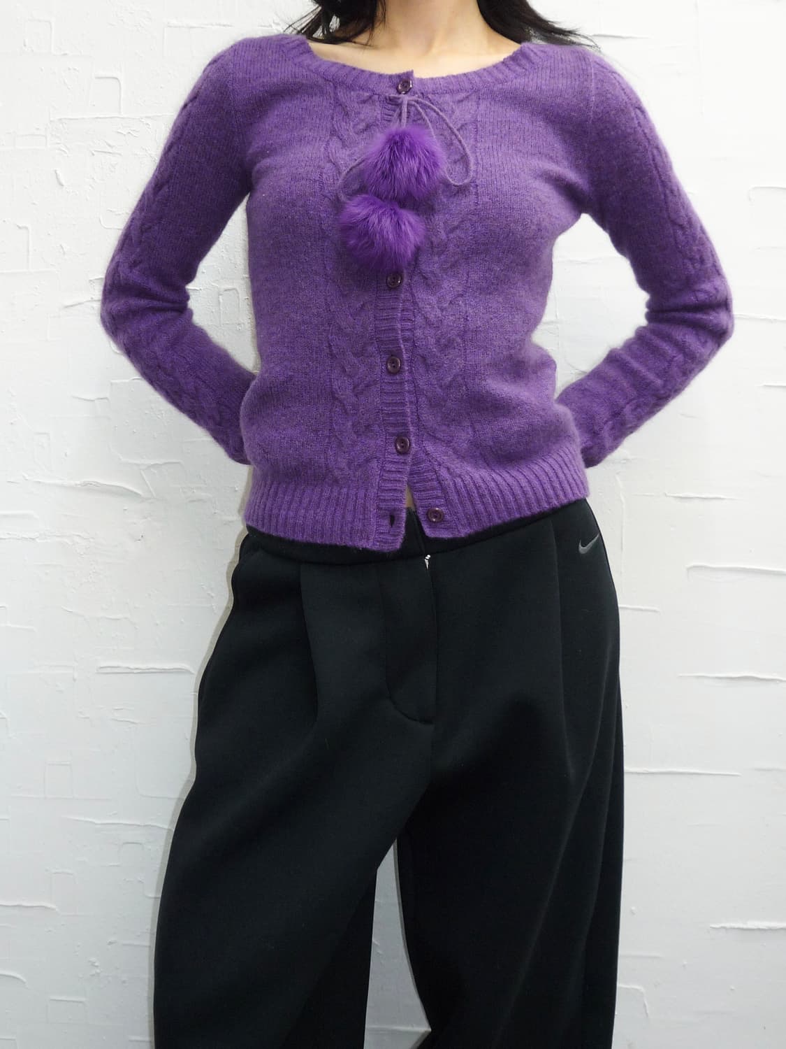 violet fur pom cardigan 상품이미지4