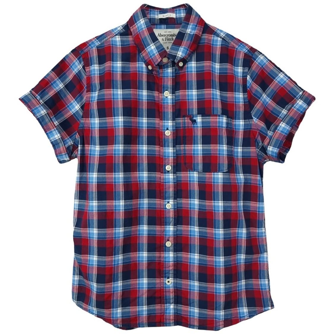 [아베크롬비] 로고 자수 빈티지 체크 반팔 셔츠 M20227 상품이미지2