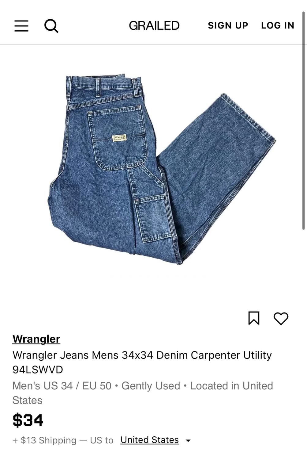 랭글러 카펜더 유틸리티 팬츠 데님 32(94LSWVD) 상품이미지10