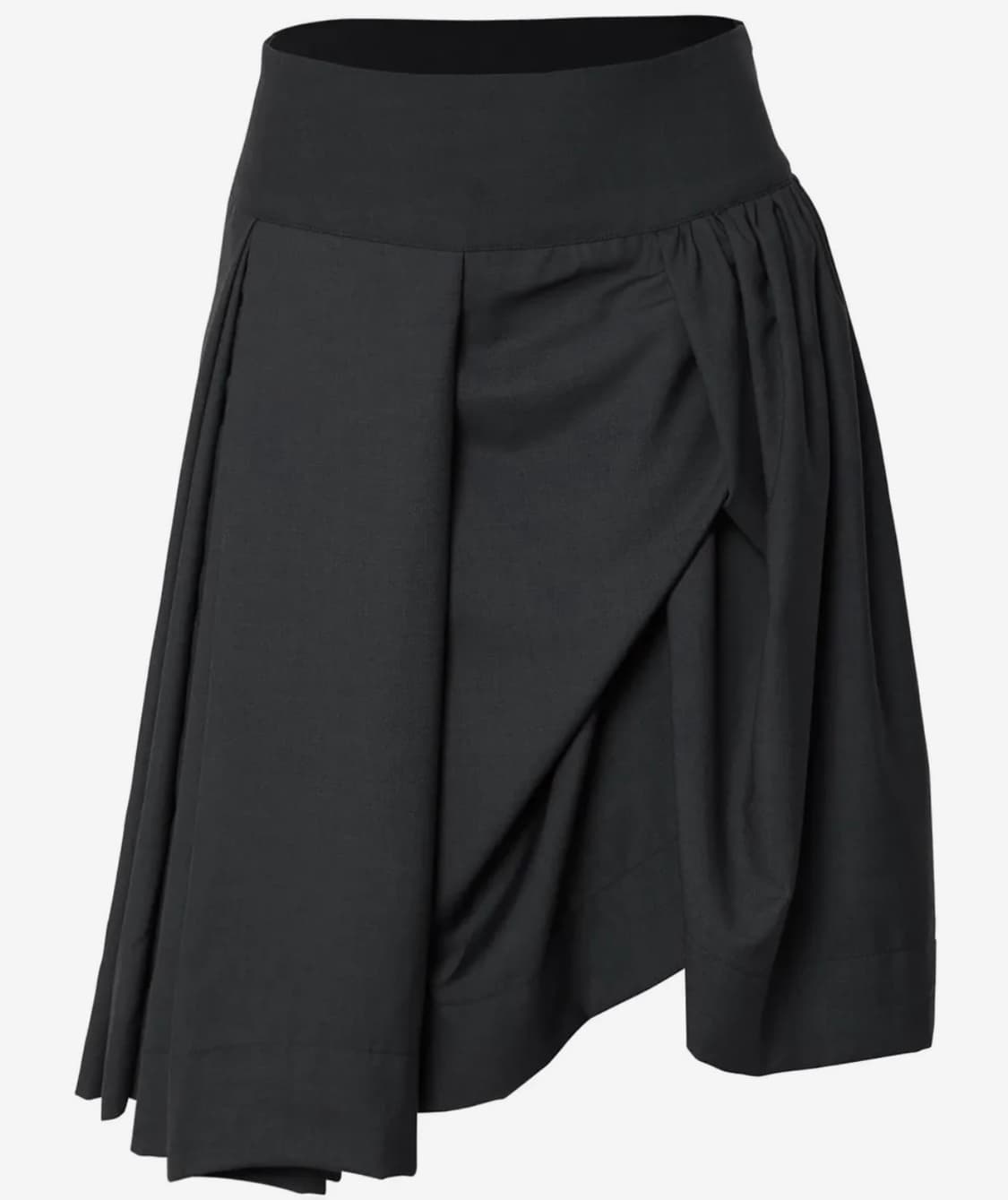 플레어업 Asymmetrical Draped Midi Skirt 블랙 상품이미지1