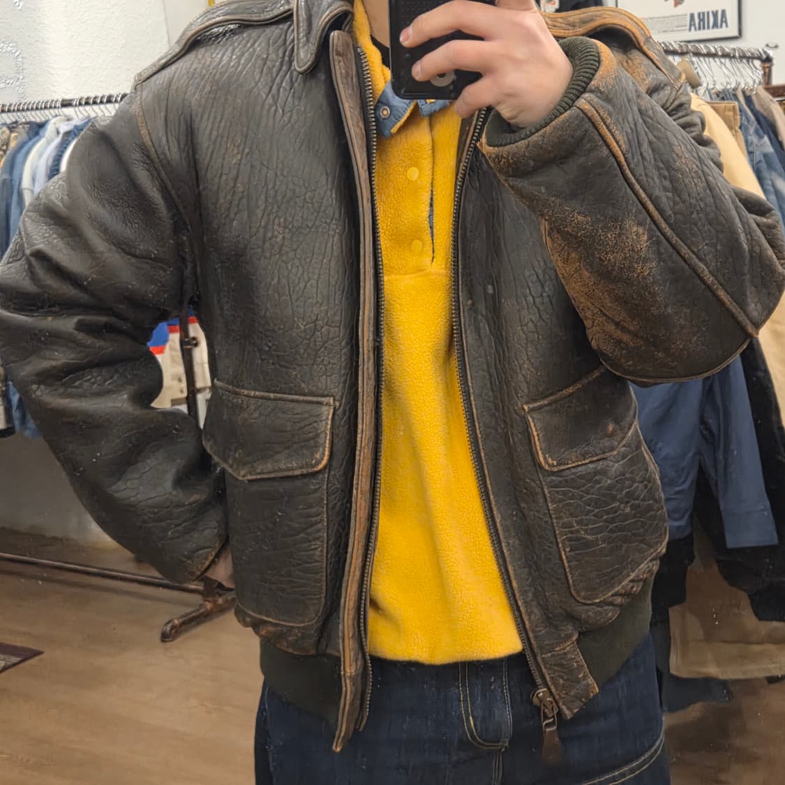 90s 아비렉스 a2 레더 자켓 m 상품이미지6