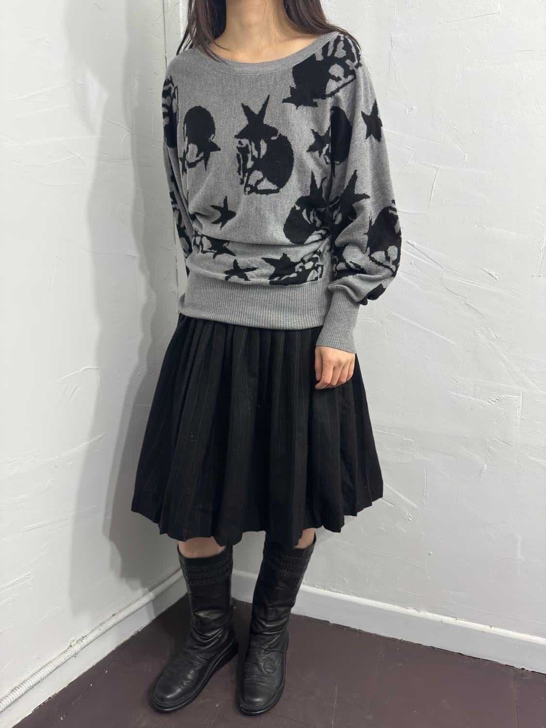 stripe pleats midi skirt 상품이미지3