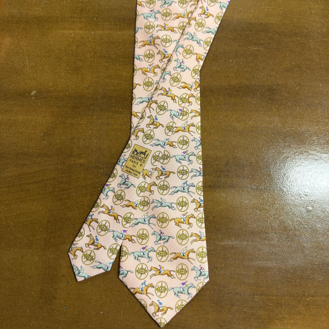 에르메스 HERMES 홍콩 자키 클럽 기수 패턴 실크 넥타이 핑크 상품이미지2