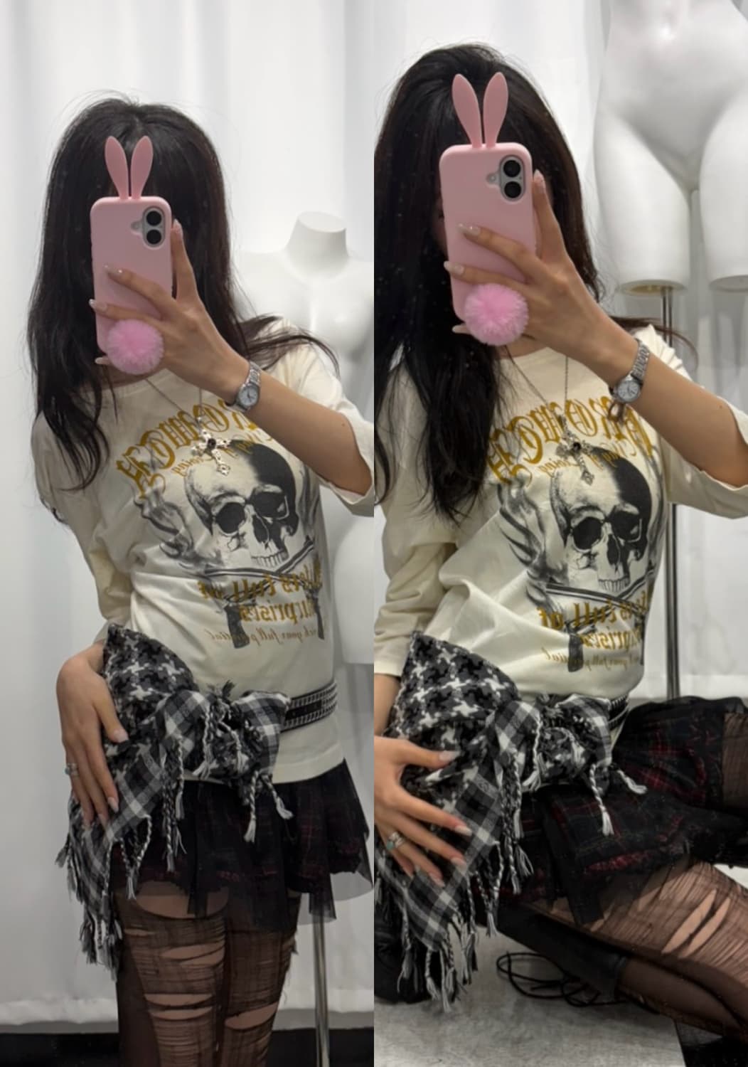 🎸아이보리 스컬 프린팅 롱슬리브🎸 상품이미지1