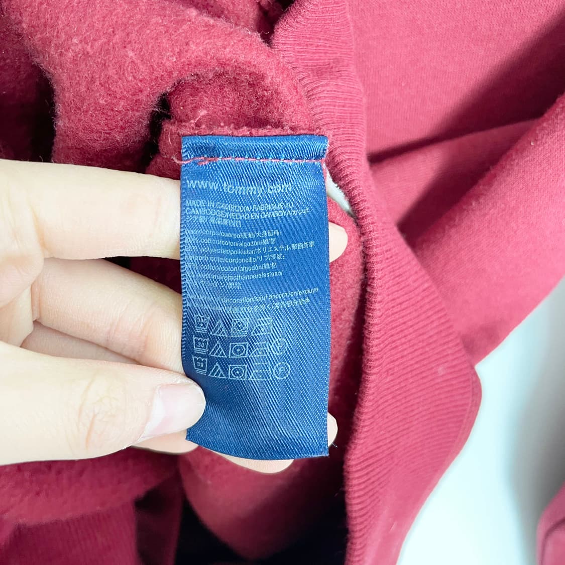 D2 타미힐피거 기모 버건디 컬러 맨투맨 M사이즈 상품이미지6