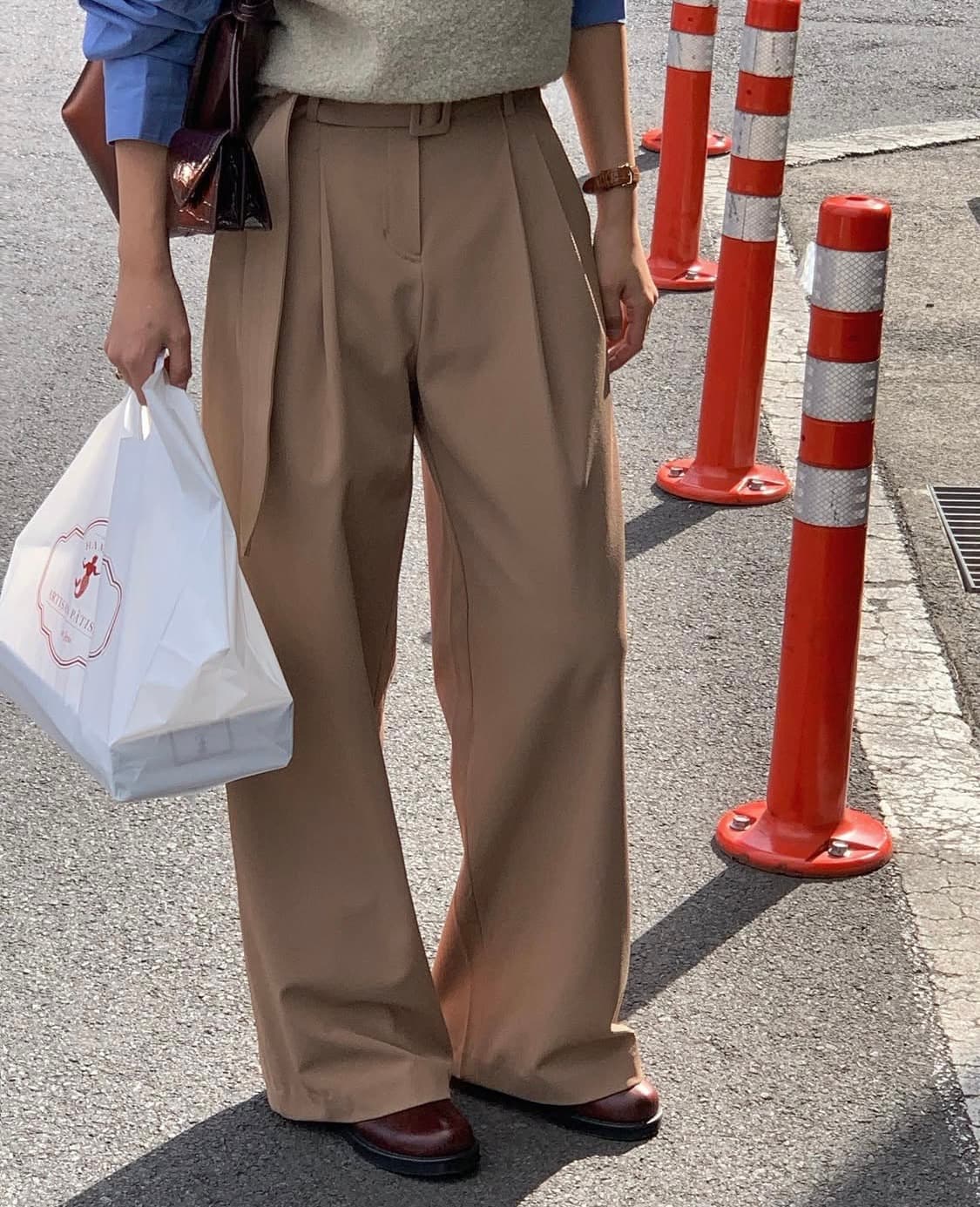 GED 게드 벨티드 핀턱 팬츠 블랙 s 상품이미지1