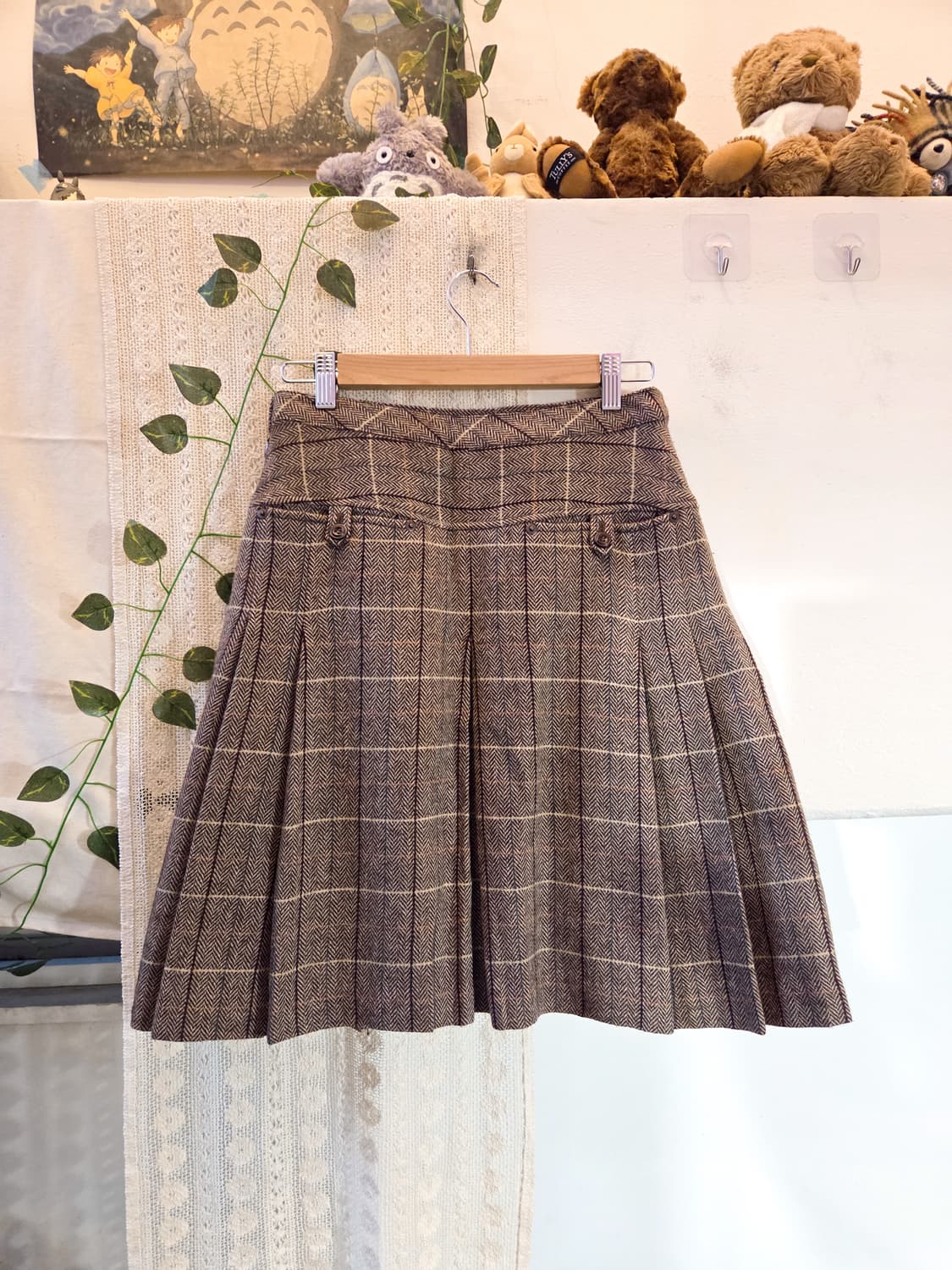 EAST BOY 체크 미디 울 스커트 상품이미지5