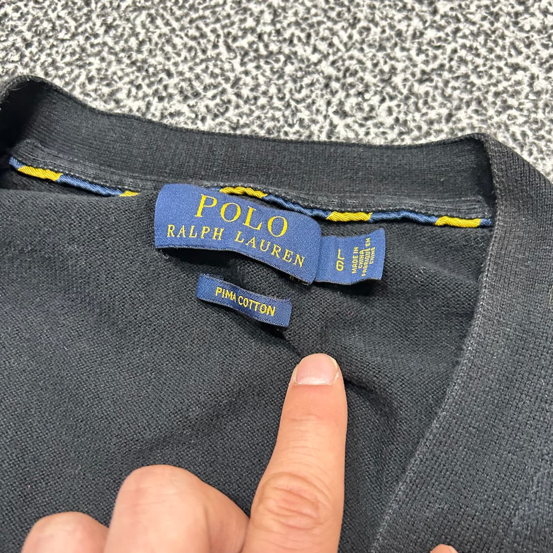 폴로 블랙 피마 코튼 브이넥 가디건 상품이미지4