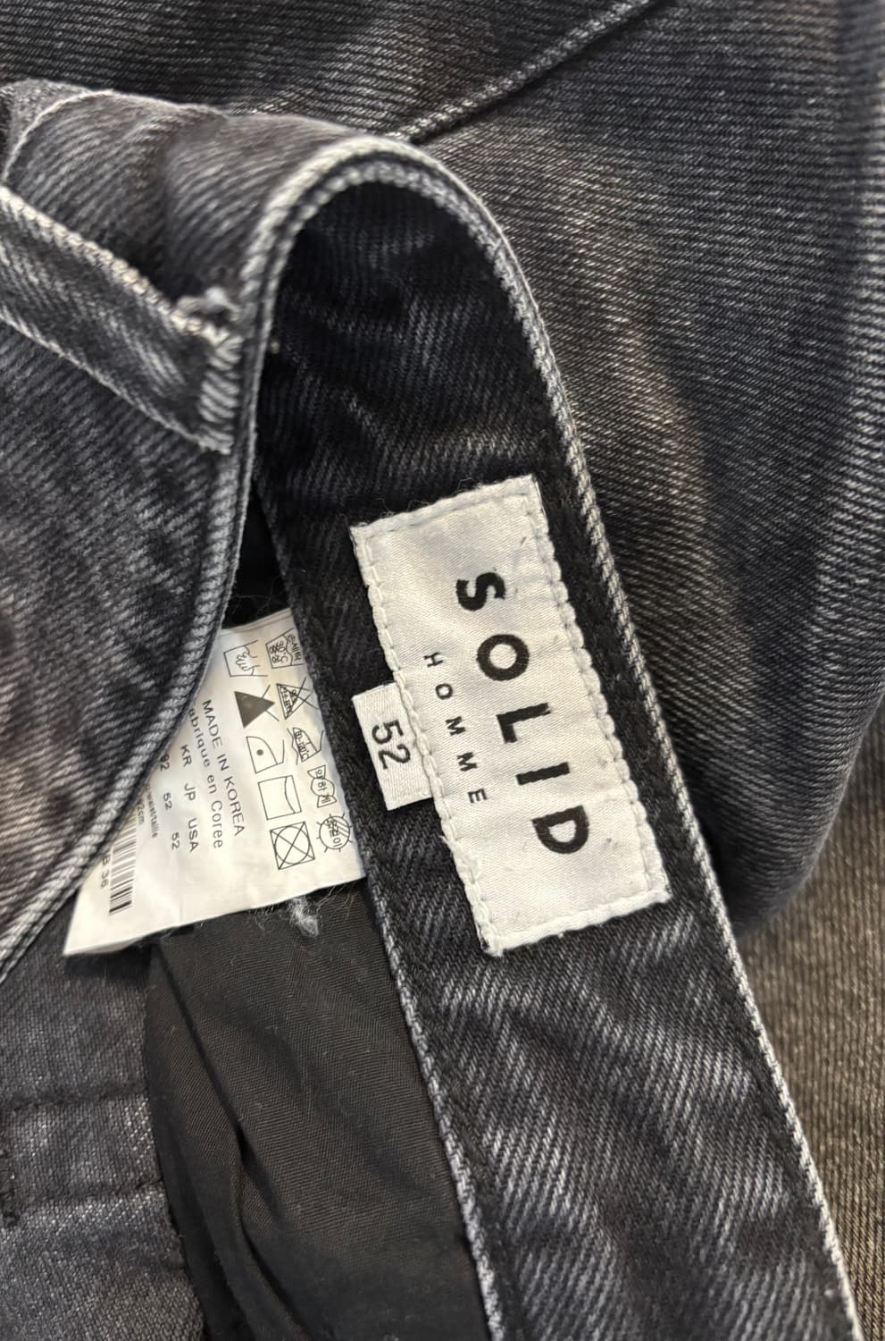 솔리드옴므 와이드 데님 팬츠 흑청 상품이미지5