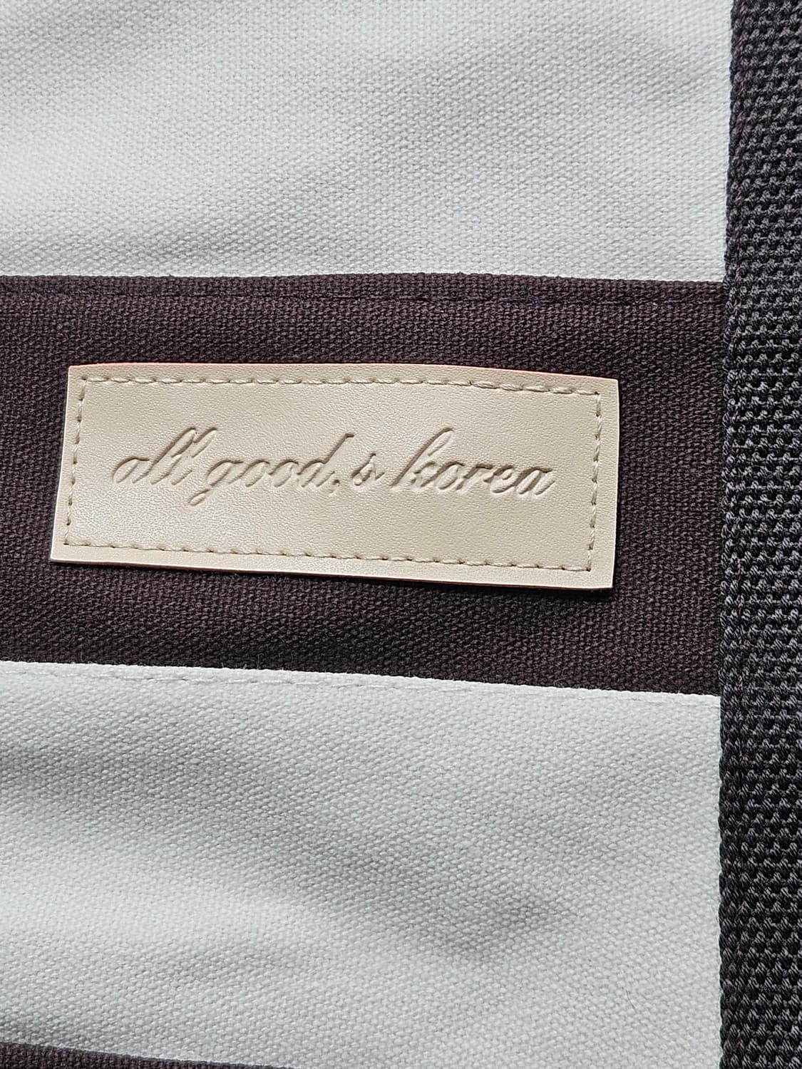 베이지/브라운 스트라이프 캔버스 토드백(에코백) 상품이미지4