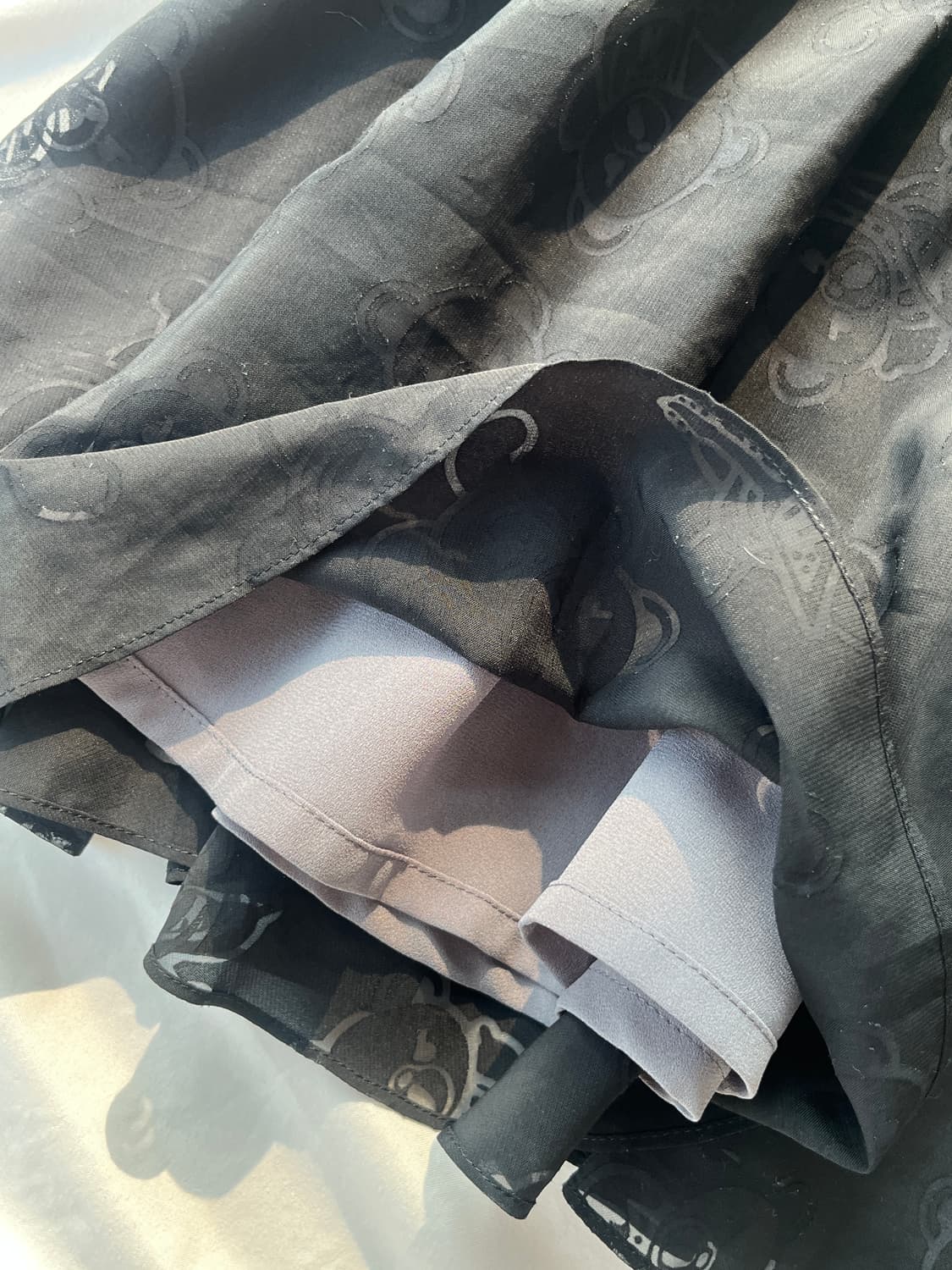 히스테릭 글래머 퍽베어 무늬 시스루 플레어 라인 프릴 미니 스커트 상품이미지3