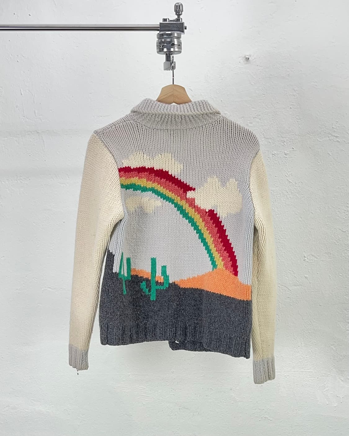 70s 아메리카 빈티지 노르딕 울 레인 스카이딩 니트 가디건 상품이미지6