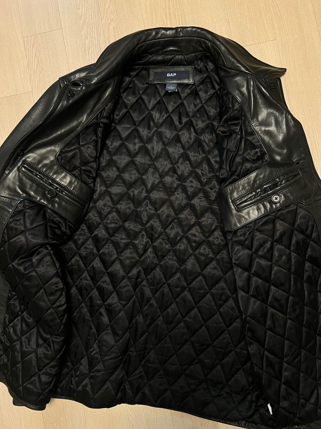 올드갭 GAP 레더 가죽 카코트 블랙 M 상품이미지5
