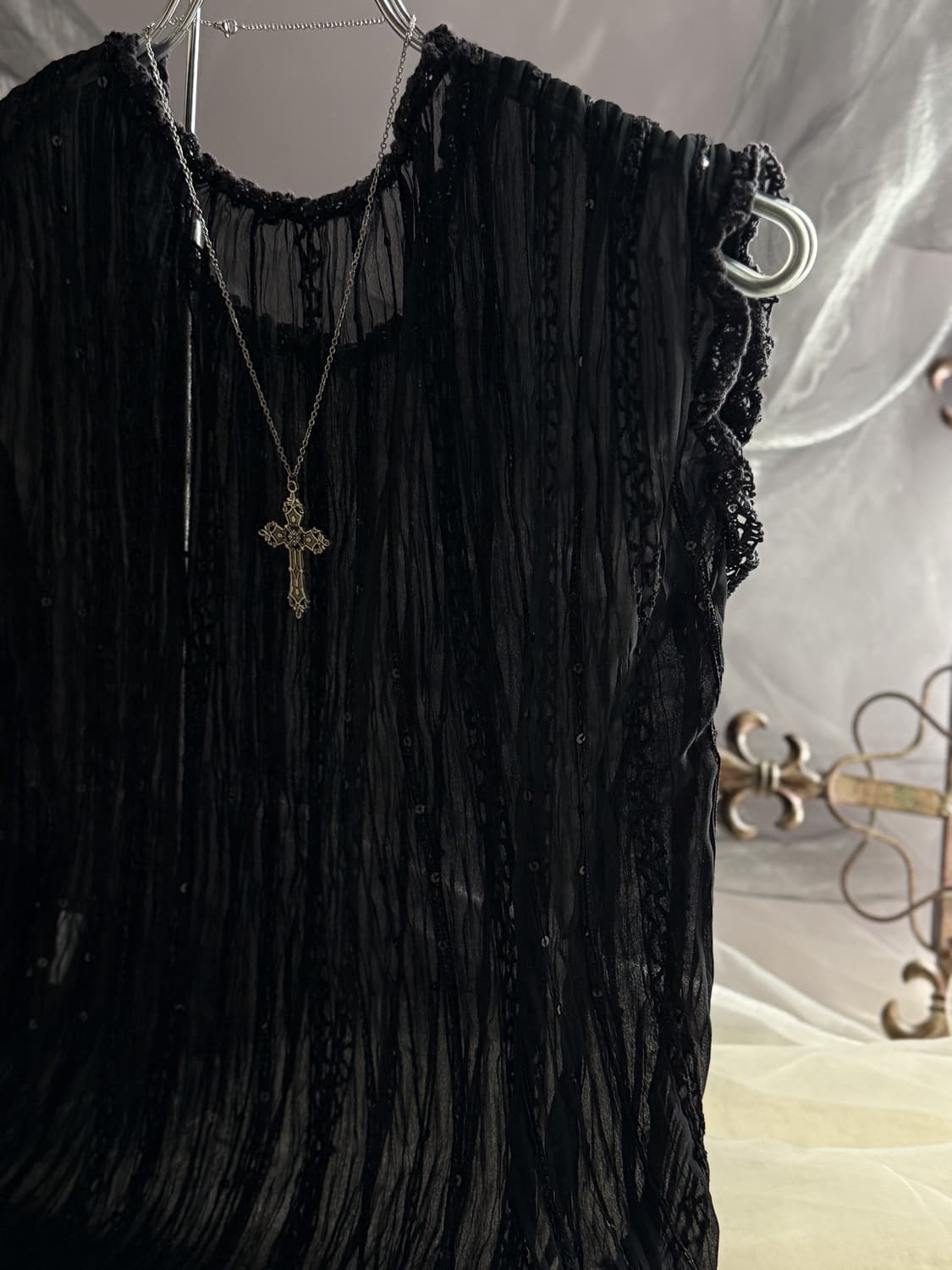 Beaded Glitter Wrinkle Vest 0196 상품이미지6