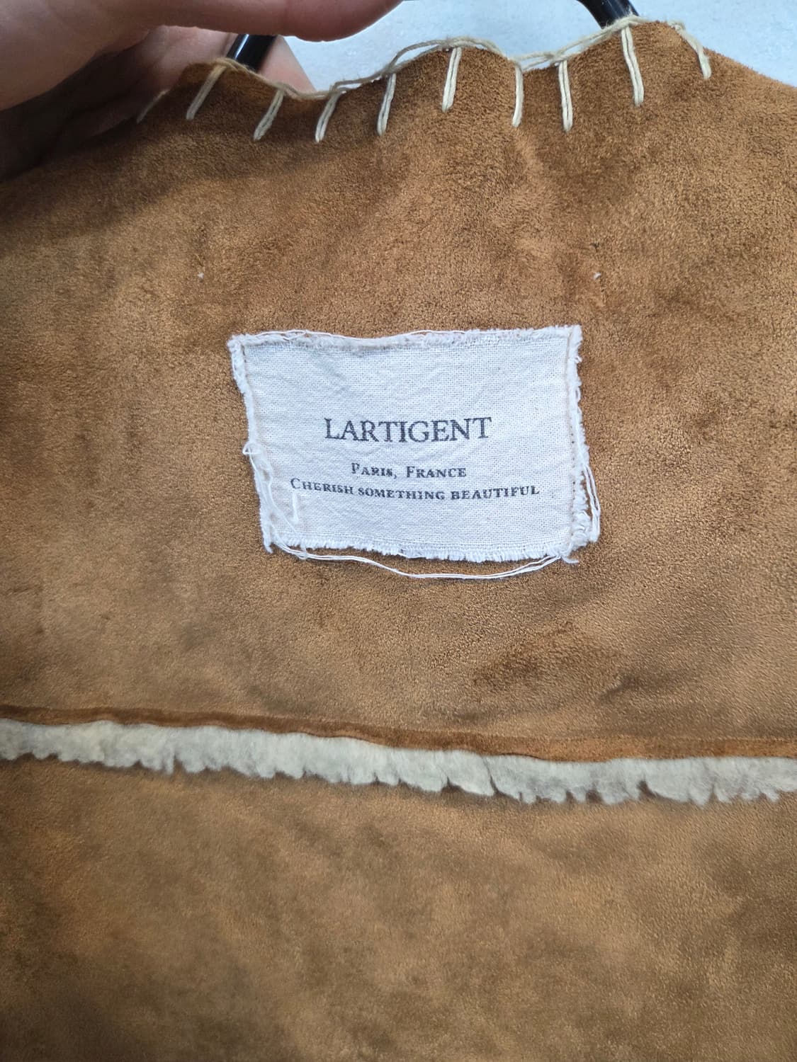 라티젠 스웨이드 빈티지 셰르파 무스탕 조끼 프리 남성 m 상품이미지3