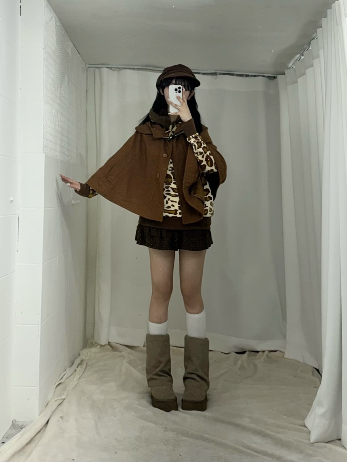 베이비돌 브라운 러블리 레오파드 니혼진 갸루 코디세트  상품이미지2