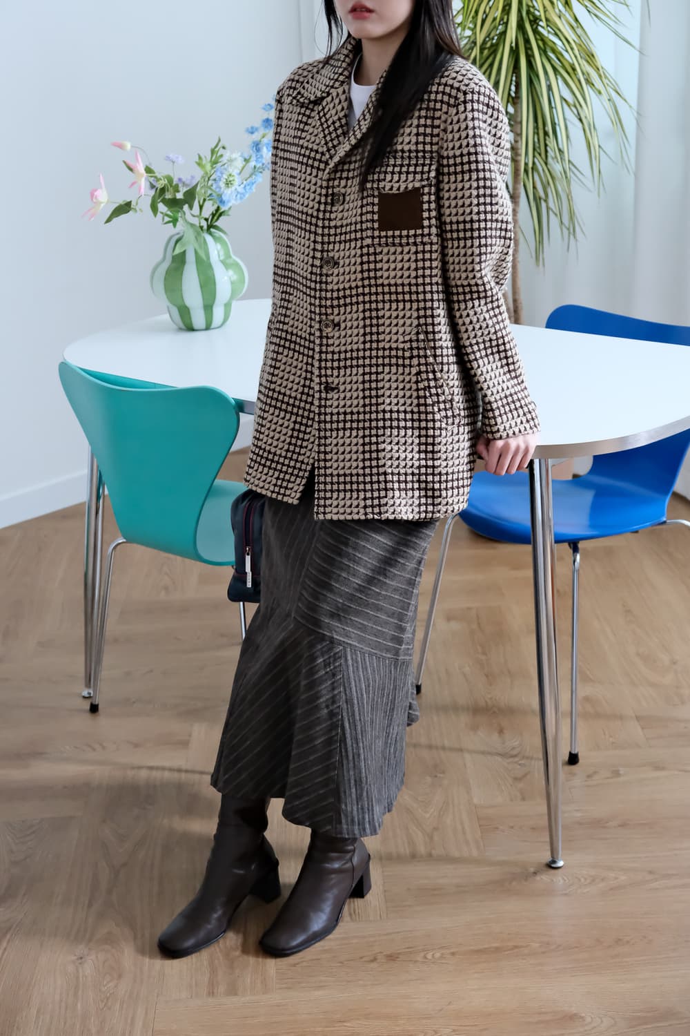 스퀘어 패턴 울 자켓 95  상품이미지2