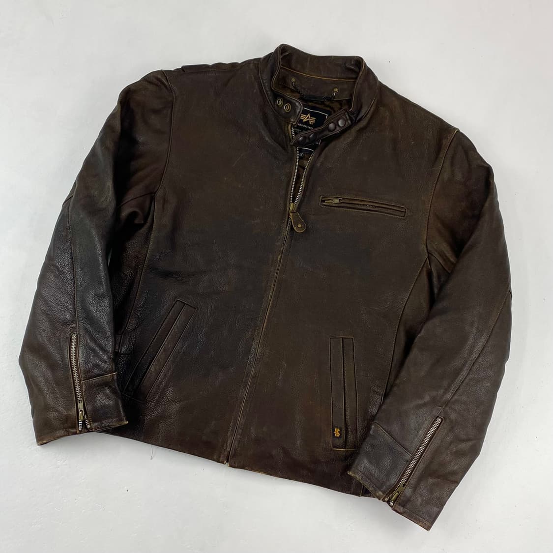 알파인더스트리 브라운 소가죽 레더 자켓 (100) 상품이미지1