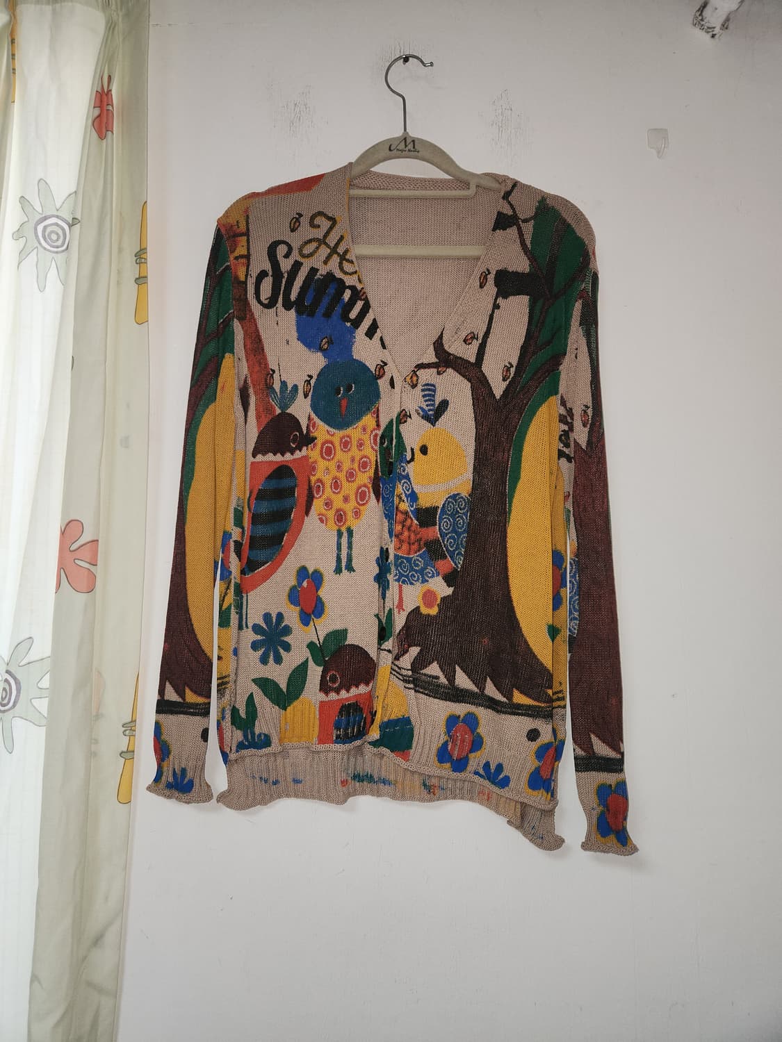 동화 패턴 얇은 니트 가디건 F 상품이미지1