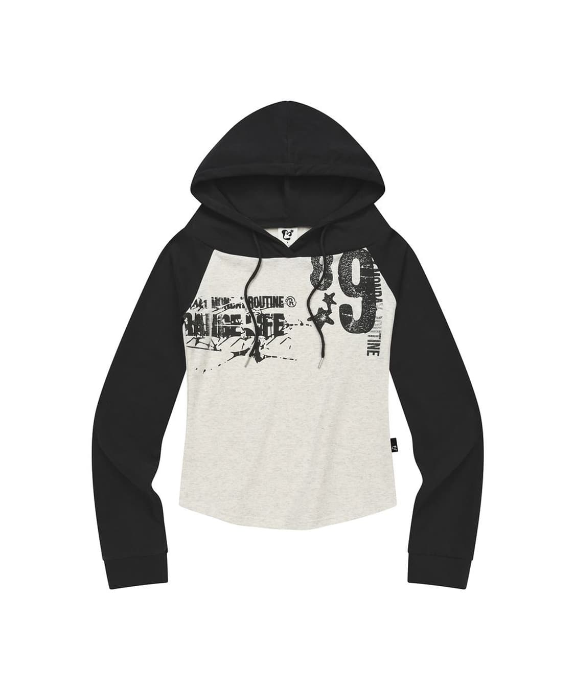 엘엠알 오프숄더 레터링 그래픽 후드 긴팔 티셔츠 OATMEAL 상품이미지2