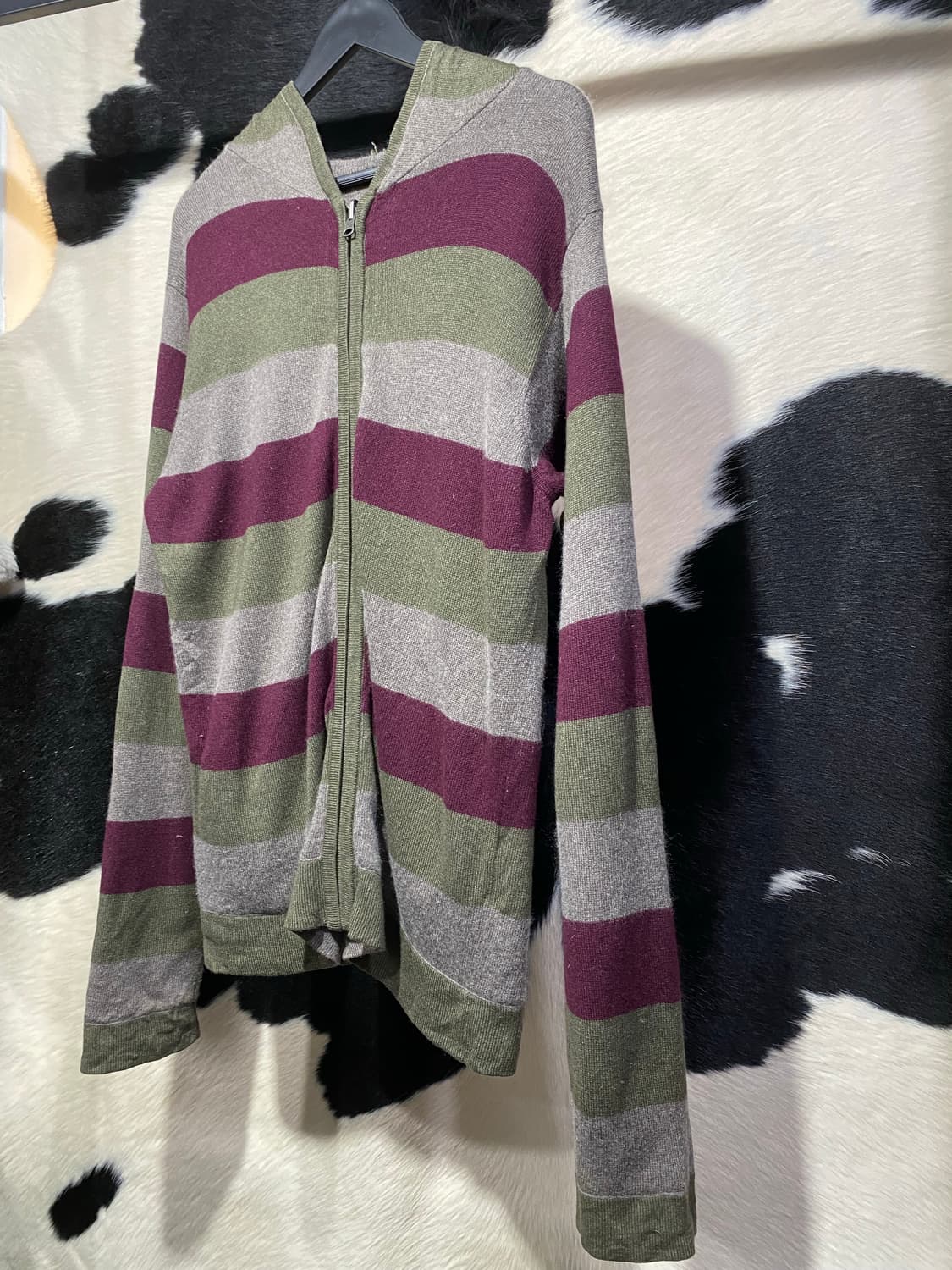 Japanese vtg 모리st 스트라이프 니트 후드집업 상품이미지3