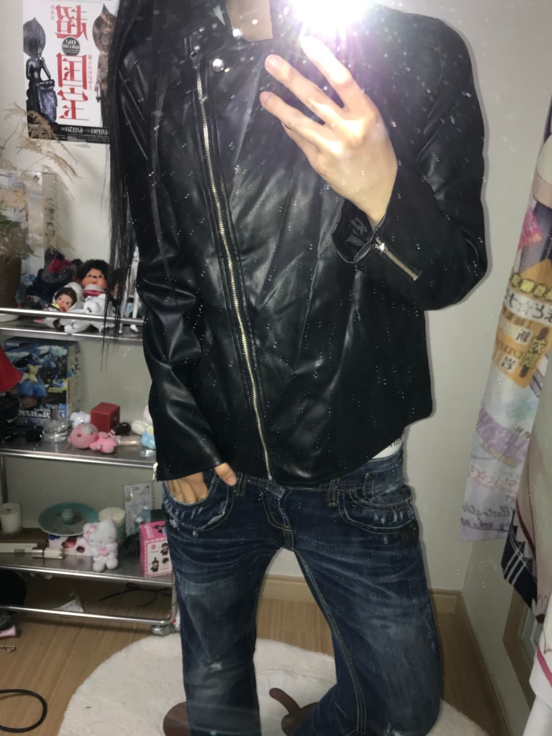 재패니즈 사선지퍼 페이크 레더 자켓 상품이미지1