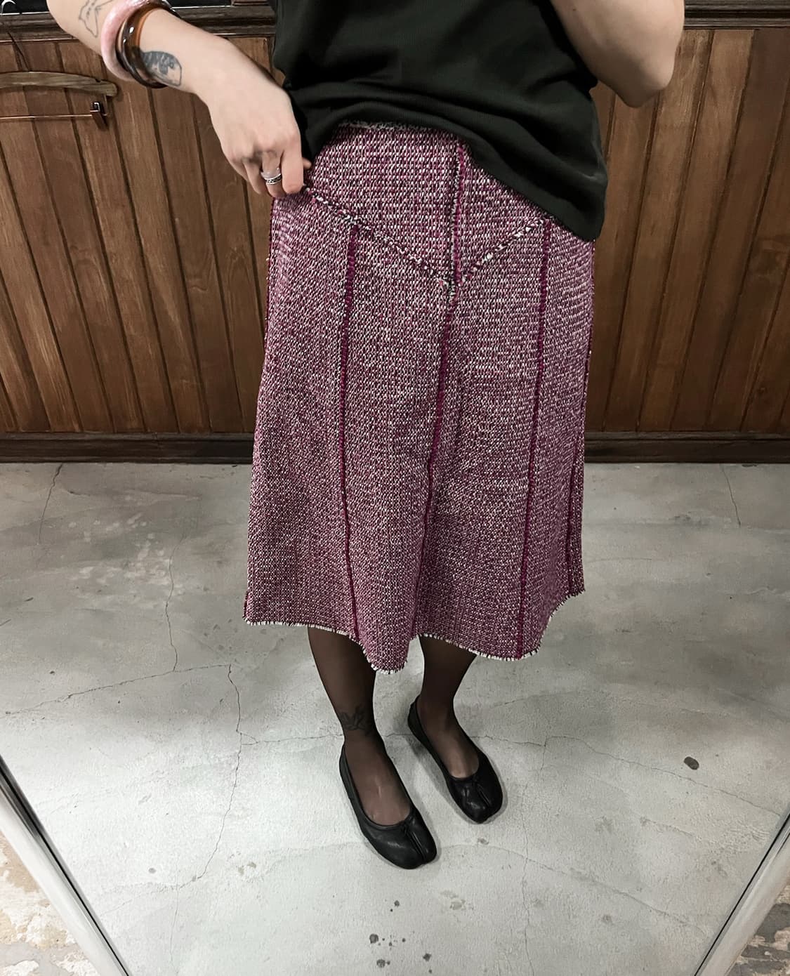 CHLOE pink tweed midi skirt 상품이미지1