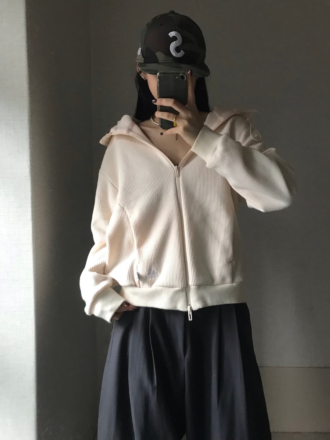 아디다스 아이보리 투웨이 니트집업 상품이미지2