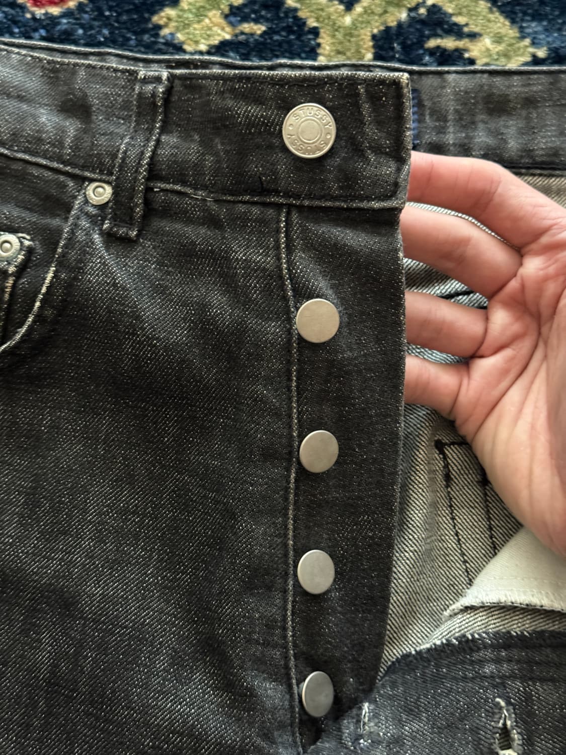 90s Old Stussy USA Black washed denim 상품이미지4