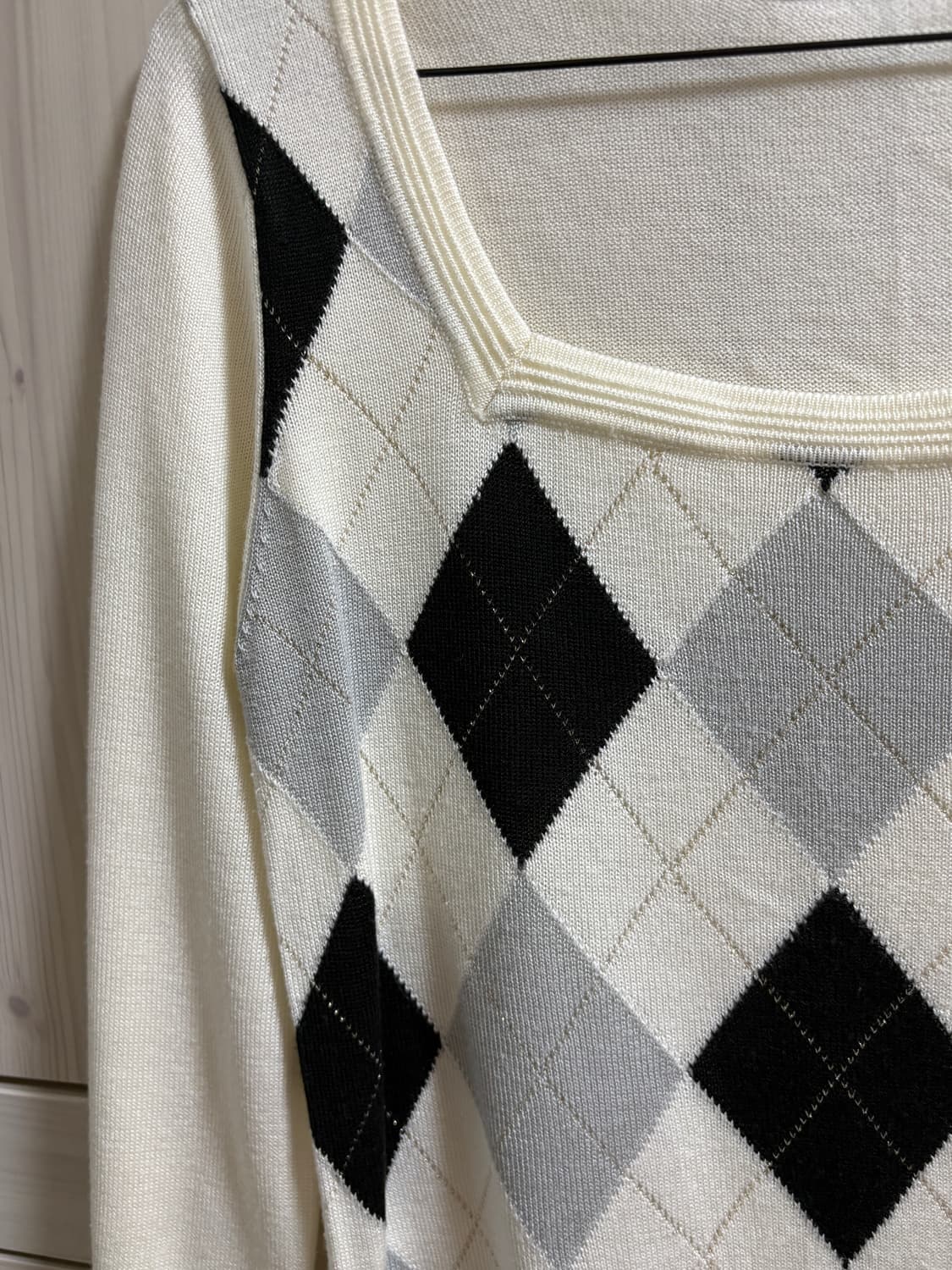블랙화이트 아가일 니트 빈티지 상품이미지2