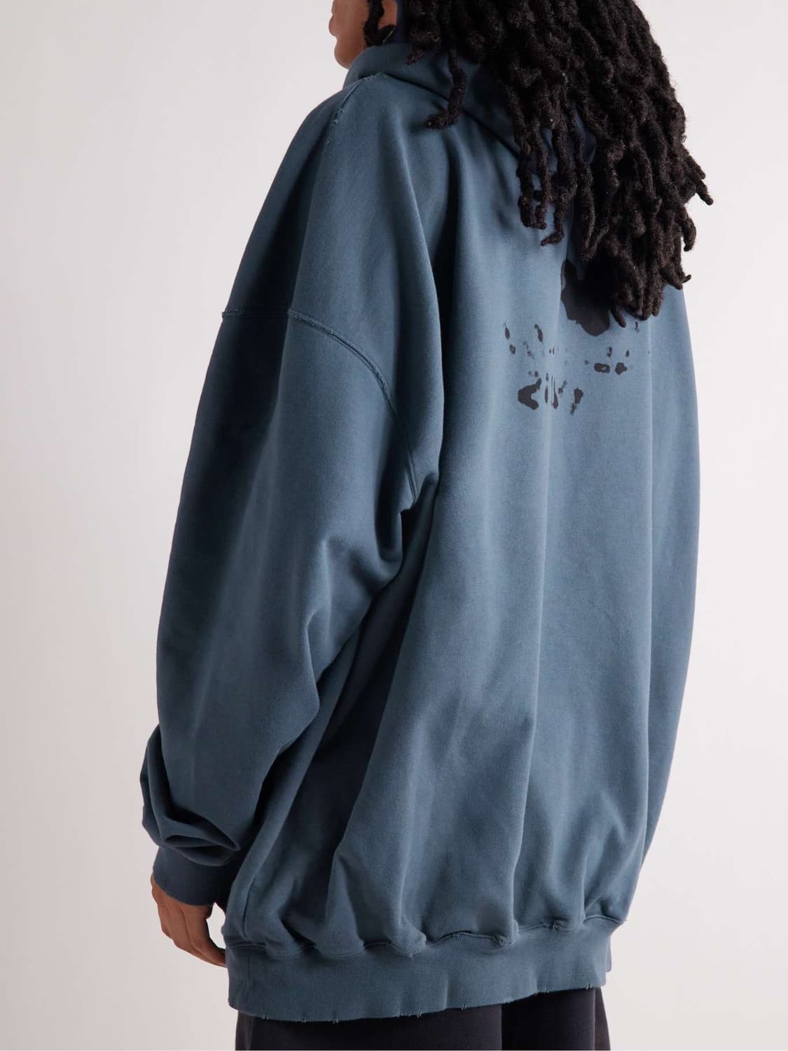 발렌시아가 핸드 드로운 BB 아이콘 라지핏 후드 블루 상품이미지6