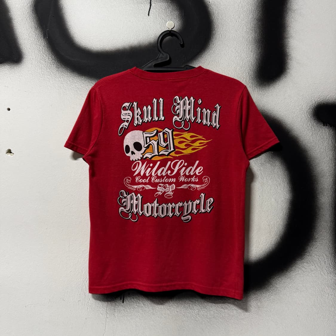 VTG 빈티지 멀티 프린팅 스컬 락 고스 펑크 딱붙핏 반팔 티셔츠 상품이미지1