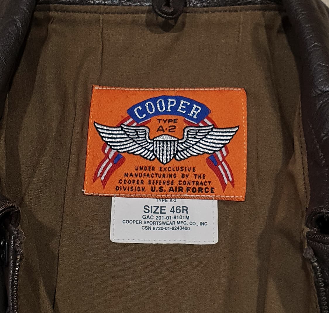 오리지널 a-2 플라이트 자켓 80's 사이즈 46r 110-115 상품이미지6
