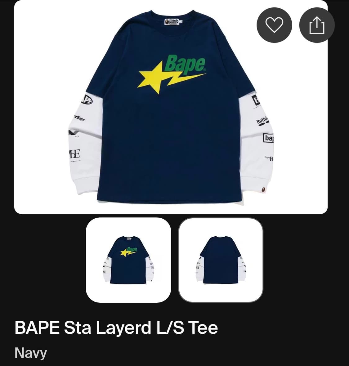 베이프 스타 레이어드 롱슬리브 22FW bape bape sta 상품이미지7