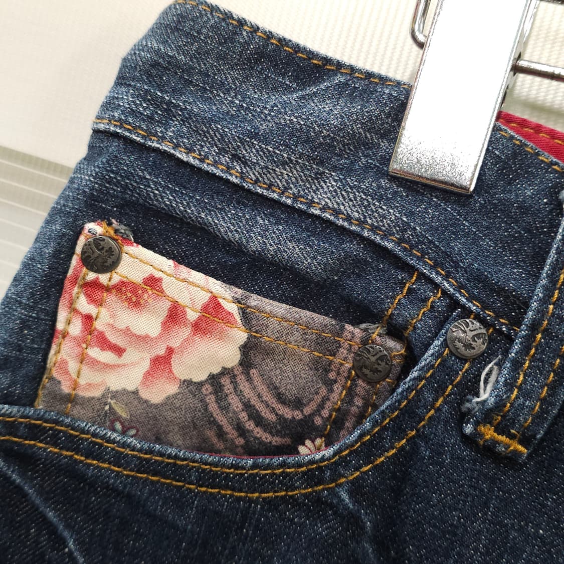 JAPAN 빈티지 오린엔탈 잉어 자수 데님 하프팬츠- 31정도 상품이미지3