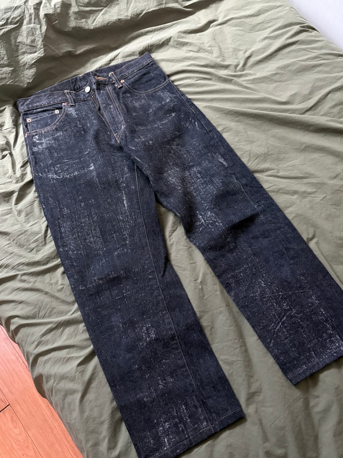 꼼데가르송 옴므 실버 페인팅 데님팬츠 S 상품이미지4