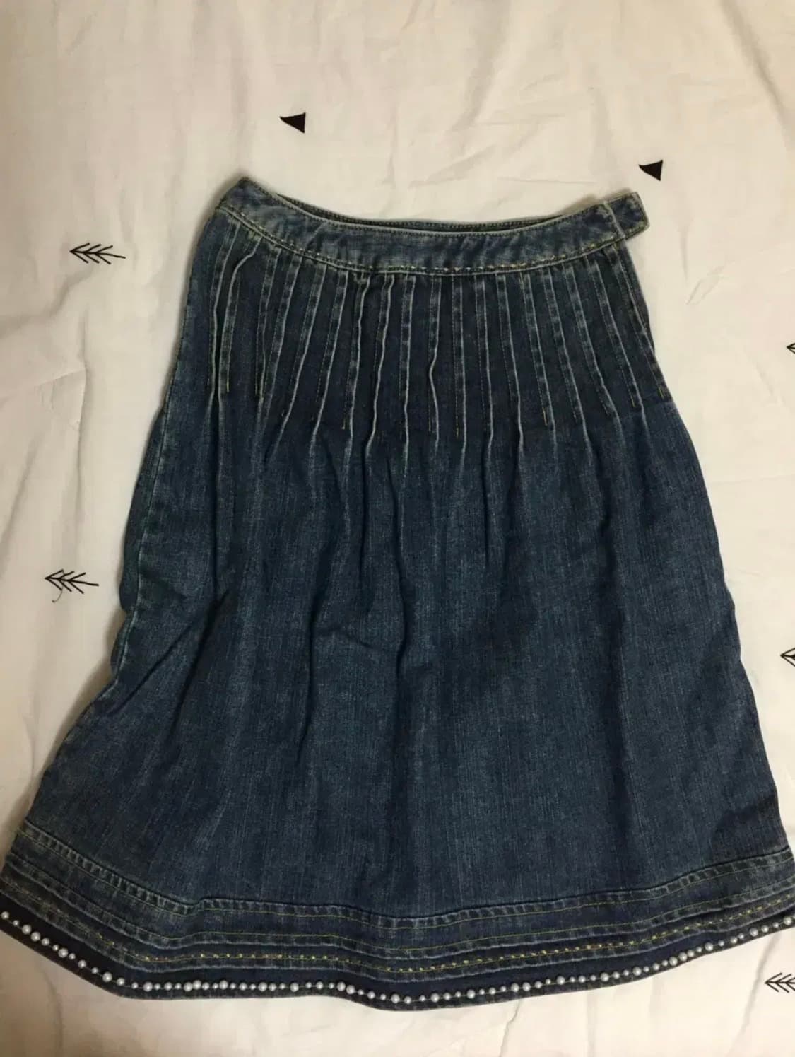 모리걸 하구미 진청 진주 미디스커트 상품이미지1