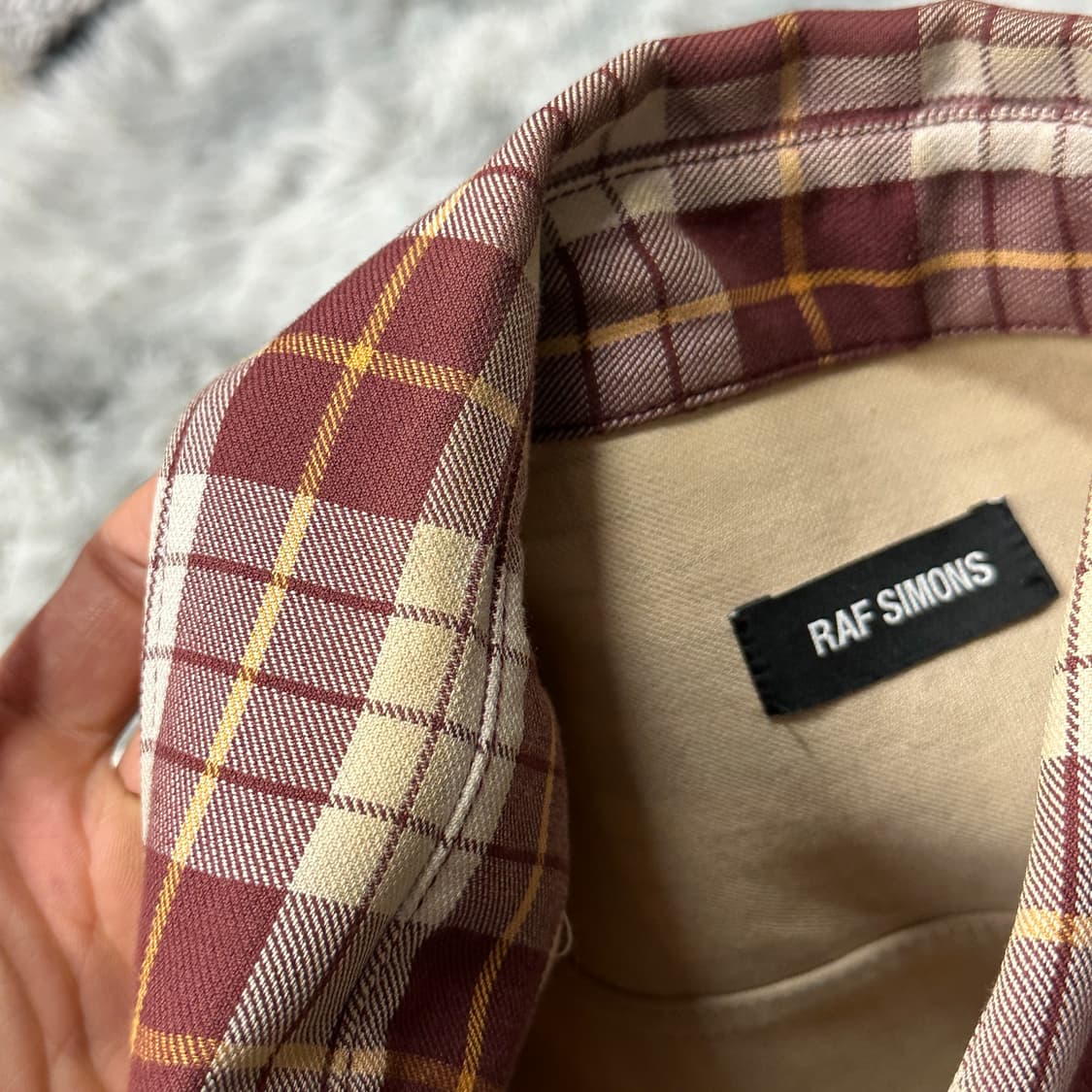 라프시몬스 18ss 패치 런웨이 체크셔츠 XL 상품이미지5